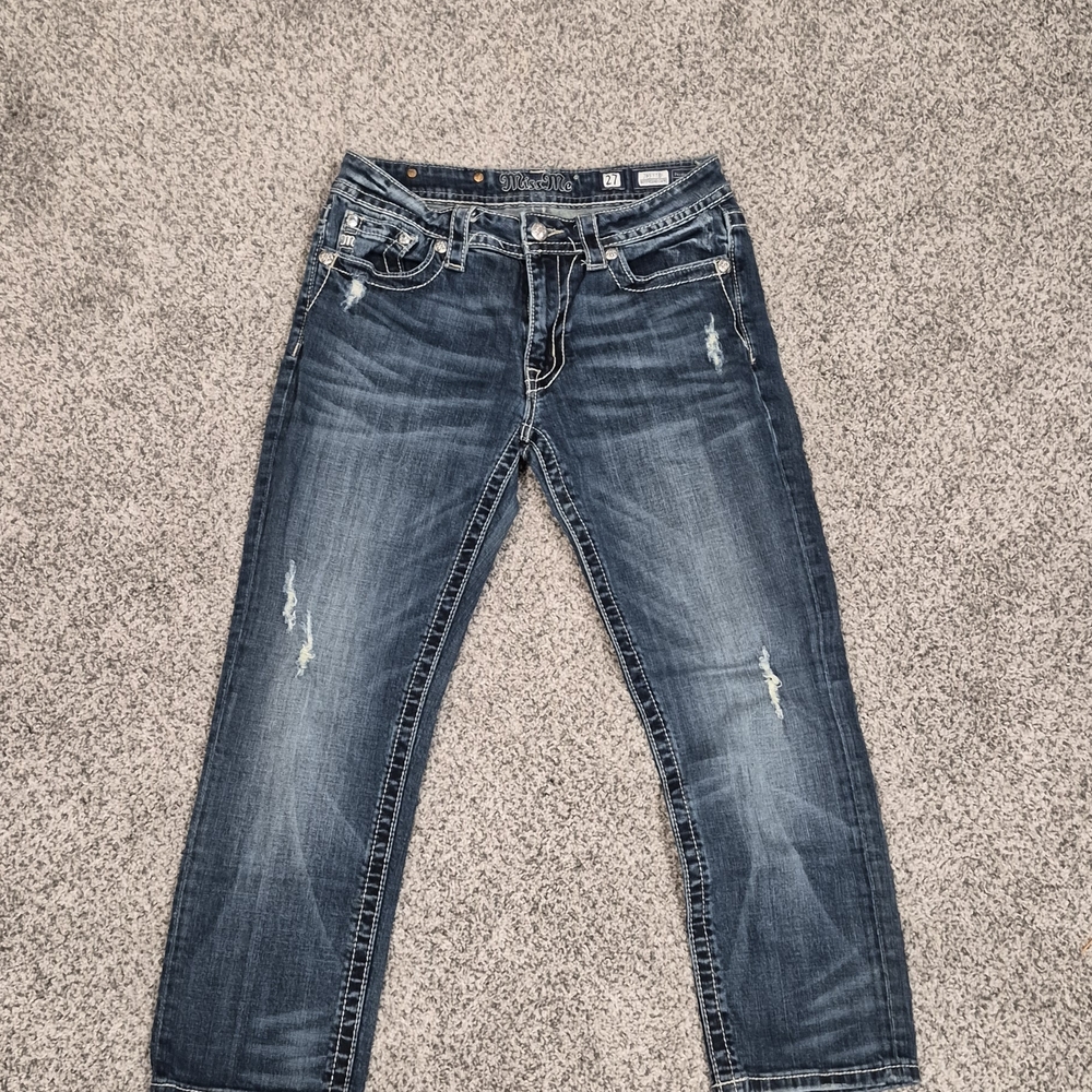 Miss Me Distressed Blue Cropped Jeans